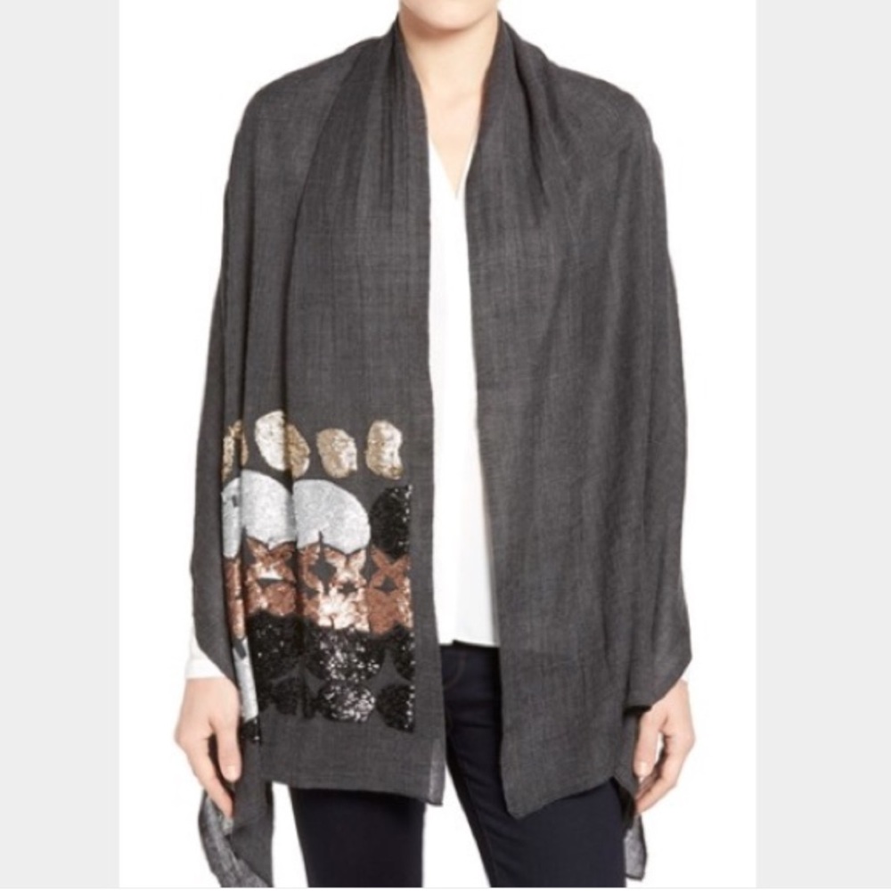 Echo Abstract 100% Wool Sequin Scarf